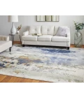 Feizy Clio Industrial Abstract, Blue/Orange/Ivory, 2'-9" x 7'-10" RUNNER Runner