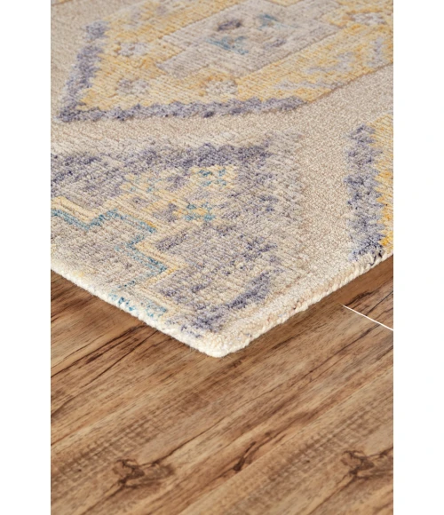 Feizy Arazad Bohemian & Eclectic Geometric, Yellow/Blue/Ivory, 3'-6" x 5'-6" Accent Rug