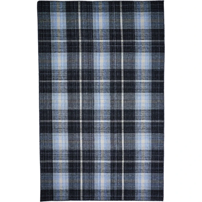 Feizy Crosby Eco-Friendly PET Dhurrie, Black/Sky Blue, 8ft x 10ft Area Rug