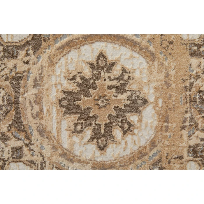 Feizy Celene French & Victorian Bordered, Tan/Brown/Gray, 7'-9" x 7'-9" Round Rug