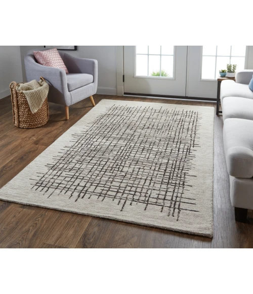 Feizy Maddox Modern Tufted Architectural Rug, Light Taupe/Brown, 3ft-6in x 5ft-6in