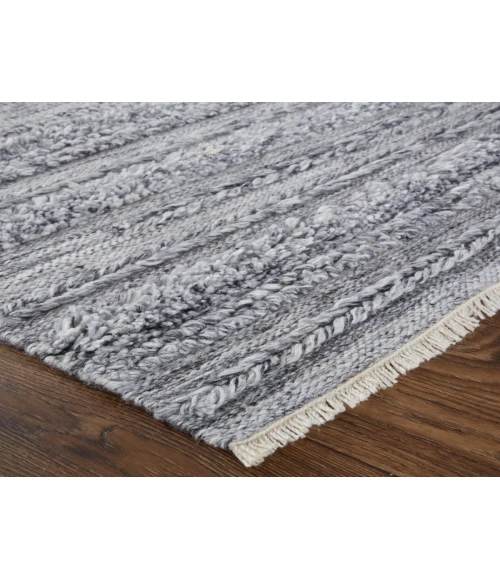 Feizy Alden Contemporary Bohemian Shag Rug, Ivory/Dark Gray, 8ft x 10ft Area Rug