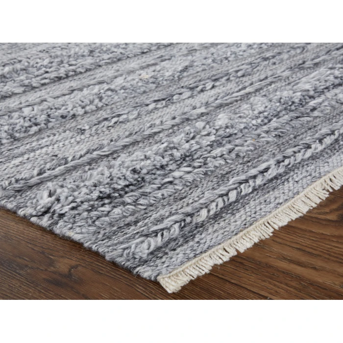 Feizy Alden Contemporary Bohemian Shag Rug, Ivory/Dark Gray, 8ft x 10ft Area Rug