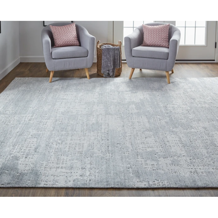 Feizy Langford Casual Abstract, Silver/Gray, 5' x 8' Area Rug