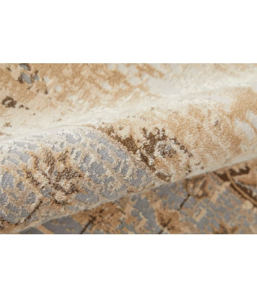 Feizy Celene French & Victorian Bordered, Tan/Brown/Gray, 7'-9" x 7'-9" Round Rug
