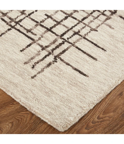 Feizy Maddox Modern Tufted Architectural Rug, Light Taupe/Brown, 3ft-6in x 5ft-6in