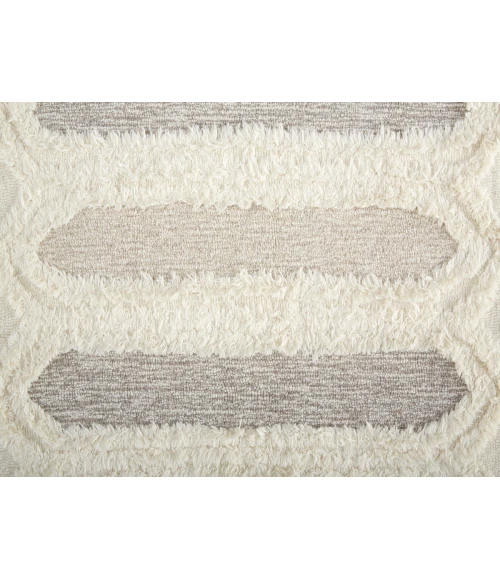 Feizy Anica Moroccan Wool Tufted Area Rug, Ivory/Taupe/Tan, Ivory, 2ft x 3ft Area Rug