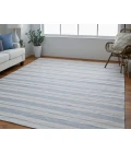 Feizy Duprine Casual Stripes, Blue/Ivory/Tan, 5' x 8' Area Rug