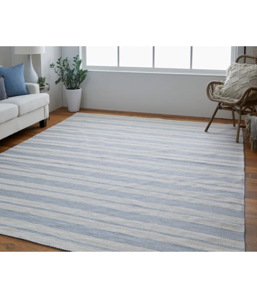 Feizy Duprine Casual Stripes, Blue/Ivory/Tan, 5' x 8' Area Rug