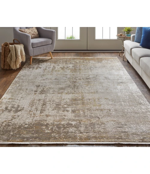 Feizy Cadiz Gradient Watercolor Rug, Taupe/Gold/Ivory, 11ft-6in x 14ft-6in Area Rug