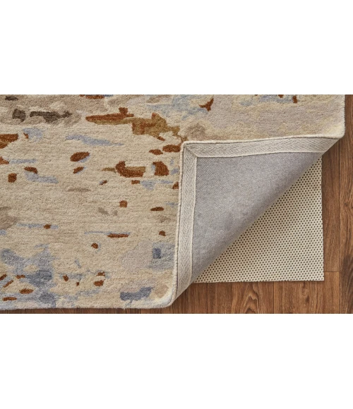 Feizy Everley Abstract Tufted Wool Rug, Ivory/Light Blue/Brown, 5' x 8' Area Rug