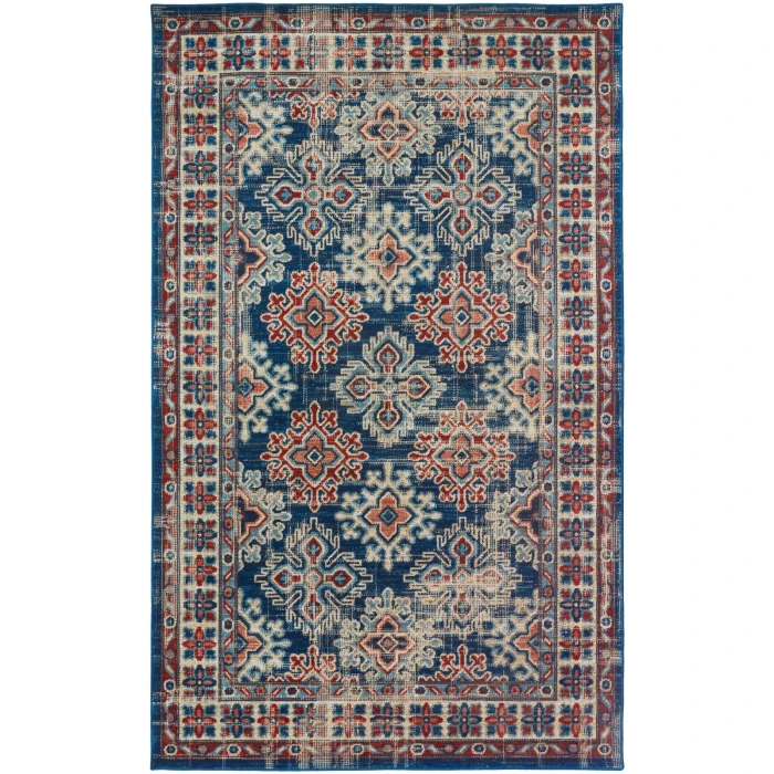 Feizy Nolan Vinatge Style Tribal Kazak Rug, Classic Blue/True Red, 12ft-10in x 15ft
