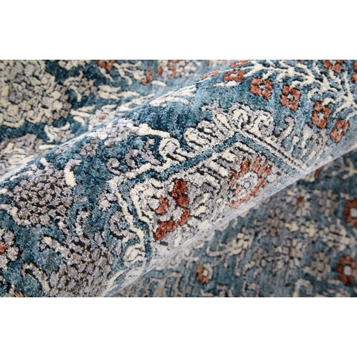 Feizy Marquette Bohemian & Eclectic Medallion, Blue/Ivory, 2'-8" x 8' Runner
