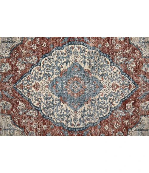 Feizy Marquette Bohemian & Eclectic Medallion, Gray/Red/Blue, 2'-8" x 10' Runner