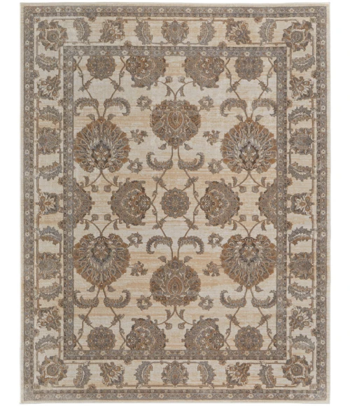 Feizy Celene Classic Bordered, Tan/Ivory/Brown, 7'-9" x 7'-9" Round Rug