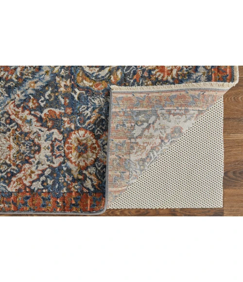 Feizy Kaia Casual Floral & Botanical, Blue/Orange/Ivory, 2'-6" x 10' Runner
