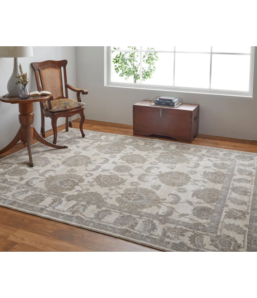 Feizy Celene Classic Bordered, Tan/Ivory/Brown, 7'-9" x 7'-9" Round Rug