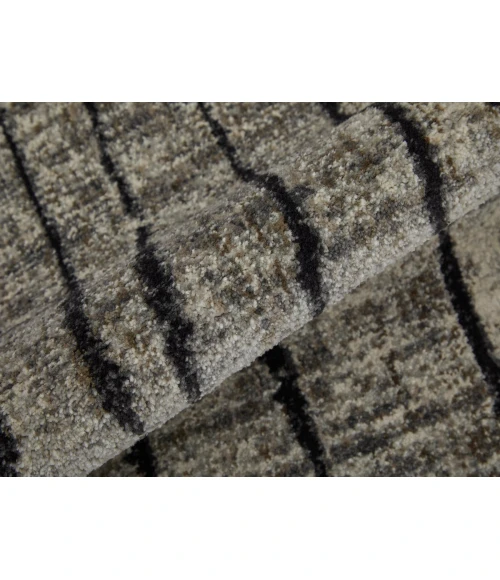 Feizy Kano Industrial Abstract, Gray/Black/Taupe, 6'-7" x 9'-6" Area Rug