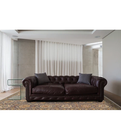 Feizy Amherst Classic Bordered, Blue/Gold/Red, 9'-6" x 13'-6" Area Rug