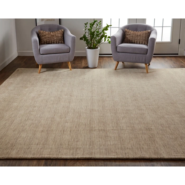 Feizy Luna Casual Solid, Tan, 10' x 10' Round Rug