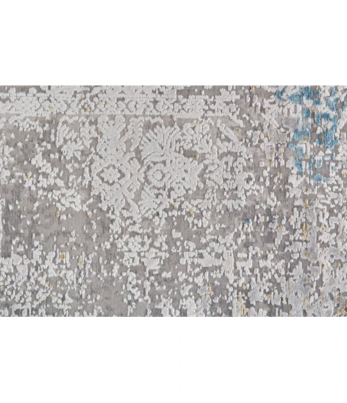 Feizy Cadiz Industrial Abstract, Ivory/Blue/Gold, 9'-9" x 13'-2" Area Rug