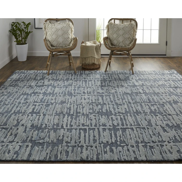 Feizy Berwyn Blue/Silver/Gray T12T6005 7ft.9in. x 9ft.9in. Rect. Rug