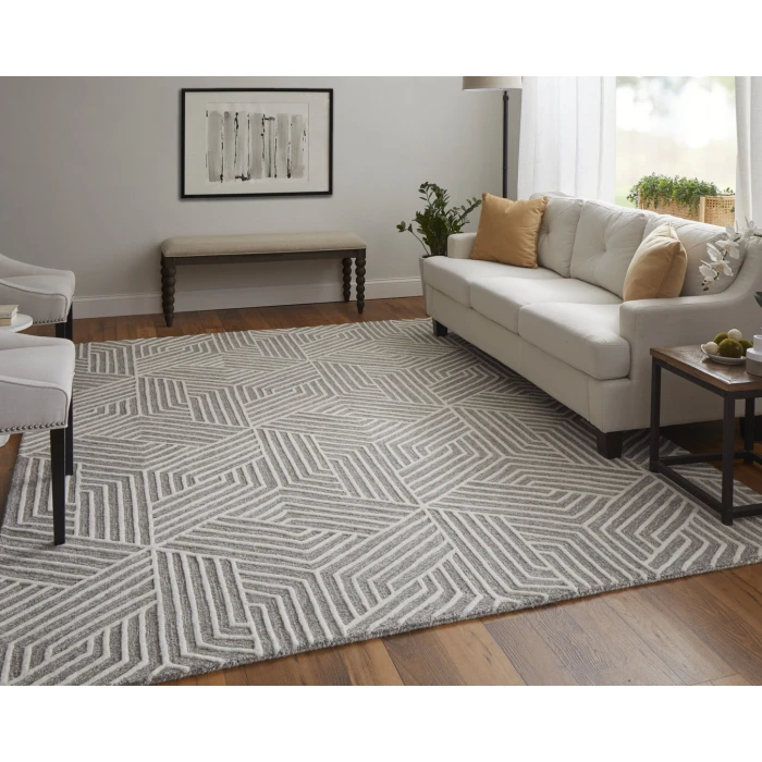 Feizy Lytton Gray/Ivory T24T8010 12ft. x 15ft. Rect. Rug