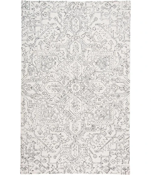 Feizy Belfort Modern Medallion Rug, Ivory/Charcoal, 9ft x 12ft Area Rug