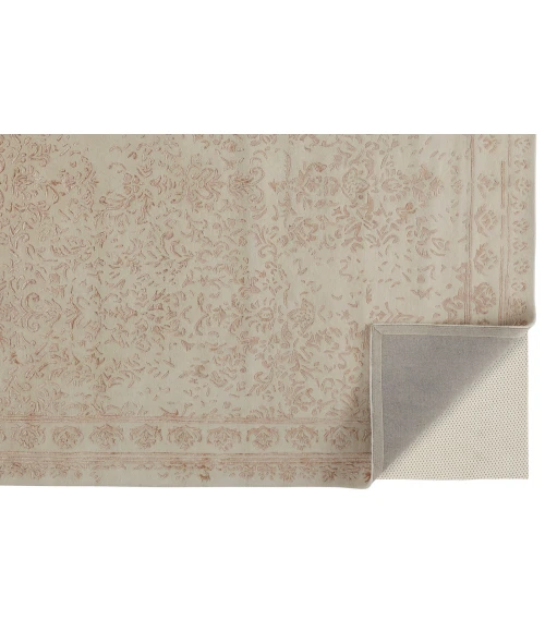 Feizy Bella High/Low Floral Wool Rug, Sand Beige/Blush Pink, 2ft - 6in x 8ft, Runner