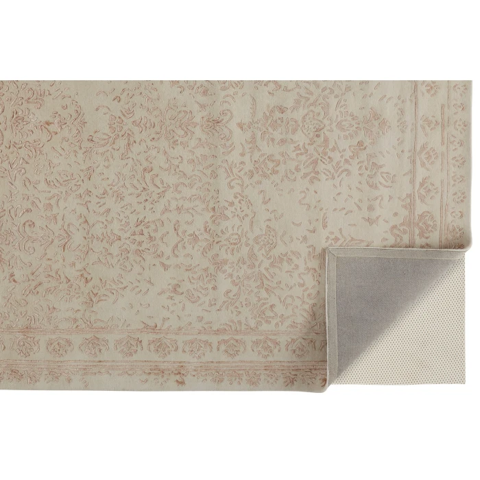 Feizy Bella High/Low Floral Wool Rug, Sand Beige/Blush Pink, 2ft - 6in x 8ft, Runner