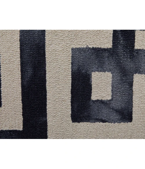 Feizy Lorrain Mid-Century Modern Geometric, Ivory/Black, 9'-6" x 13'-6" Area Rug