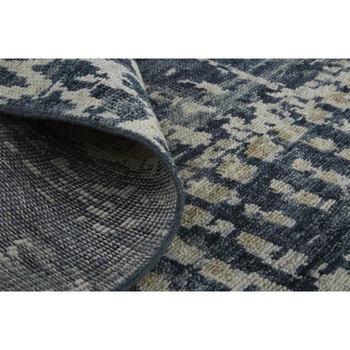 Feizy Palomar Luxe Hand-Knot Abstract Area Rug, Denim Blue, 2x6in x 8ft