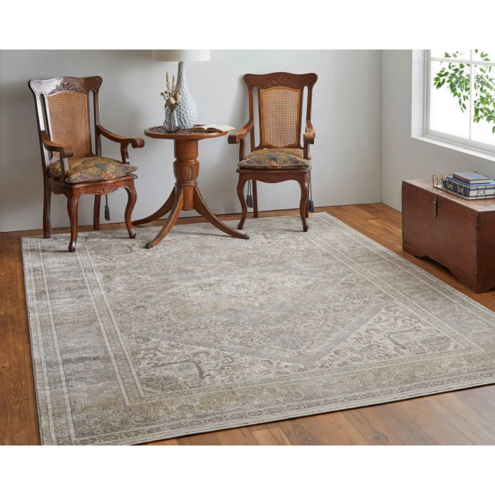 Feizy Celene Vintage Medallion, Tan/Brown/Ivory, 3'-9" x 5'-7" Accent Rug