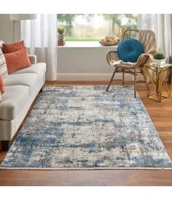 Feizy Cadiz 3891F BLUE/IVORY Area Rug 9 ft. 9 in. X 13 ft. 2 in. Rectangle
