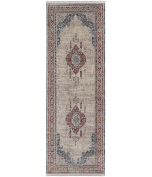 Feizy Marquette Bohemian & Eclectic Medallion, Gray/Red/Blue, 2'-8" x 10' Runner
