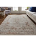 Feizy Kaia Casual Distressed, Tan/Ivory/Orange, 3' x 5' Accent Rug