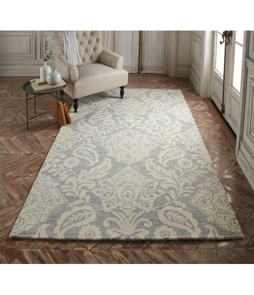 Feizy Belfort Modern Floral Paisley Rug, Celestial Blue/Ivory, 9ft x 12ft Area Rug