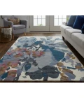 Feizy Dafney Casual Floral & Botanical, Blue/Gray/Pink, 10' x 14' Area Rug