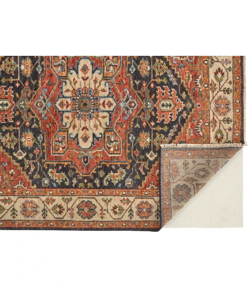 Feizy Carrington Bohemian & Eclectic Medallion, Red/Black/Ivory, 2' x 3' Accent Rug