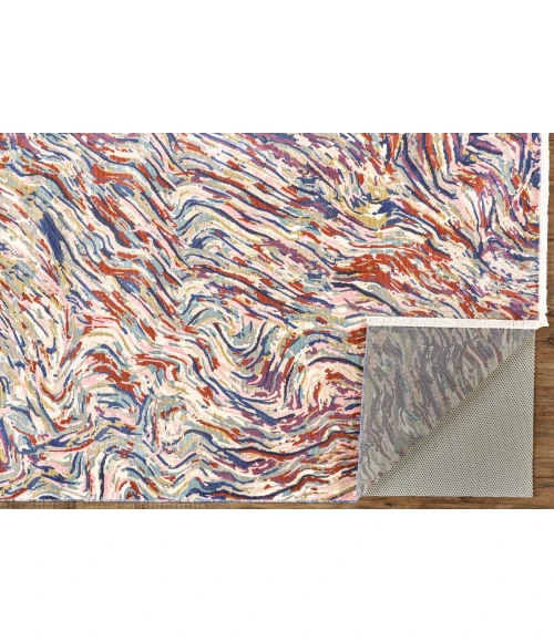 Feizy Torina Bohemian & Eclectic Abstract, Blue/Purple/Ivory, 9'-6" x 12'-7" Area Rug