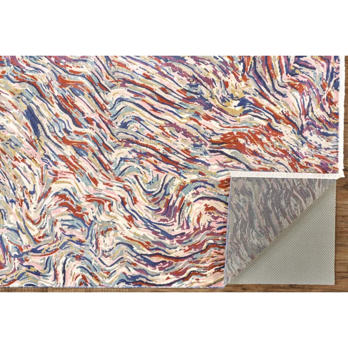 Feizy Torina Bohemian & Eclectic Abstract, Blue/Purple/Ivory, 9'-6" x 12'-7" Area Rug