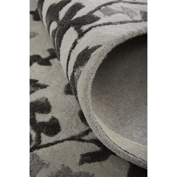 Feizy Bella Casual Floral & Botanical, Gray/Silver/Taupe, 2'-6" x 8' Runner