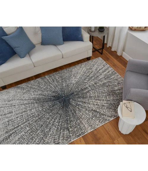 Feizy Micah Mid-Century Modern Abstract, Ivory/Gray/Blue, 1'-8" x 2'-10" Accent Rug