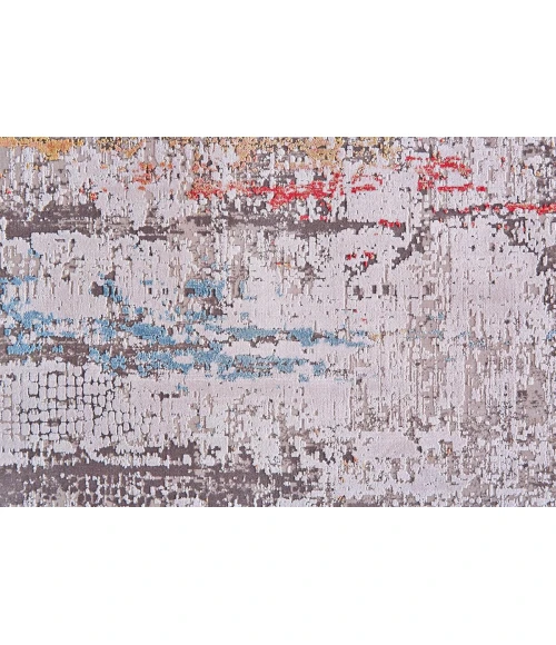 Feizy Cadiz Industrial Abstract, Gray/Red/Blue, 9'-9" x 13'-2" Area Rug
