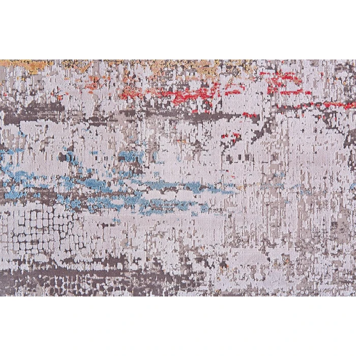 Feizy Cadiz Industrial Abstract, Gray/Red/Blue, 13' x 20' Area Rug