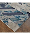 Feizy Indio Casual Herringbone, Ivory/Blue/Gray, 9'-2" x 12' Area Rug