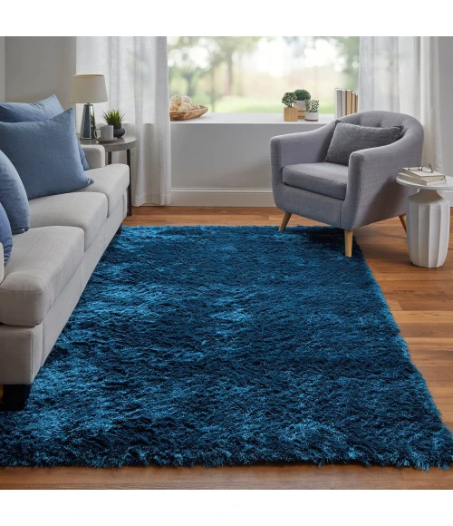 Feizy Indochine Luxury & Glam Solid, Blue/Green, 8' x 8' Round Rug