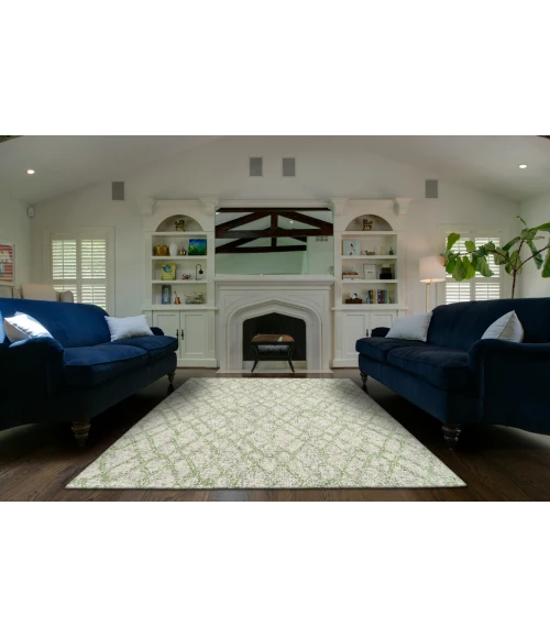 Feizy Morisco Casual Geometric, Ivory/Green, 8' x 11' Area Rug