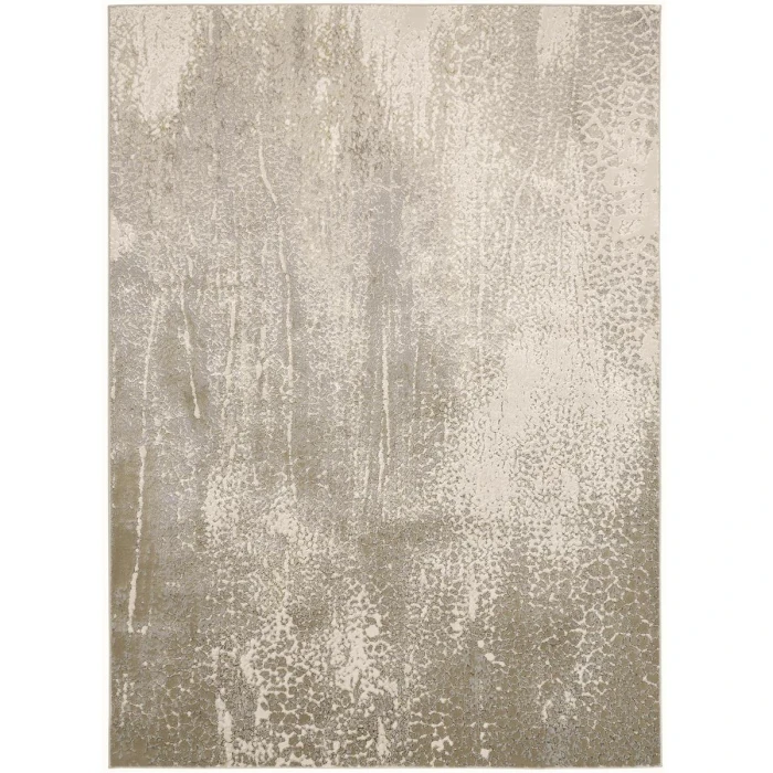 Feizy Aura Industrial Abstract, Ivory/Gray/Gold, 8' x 10' Area Rug