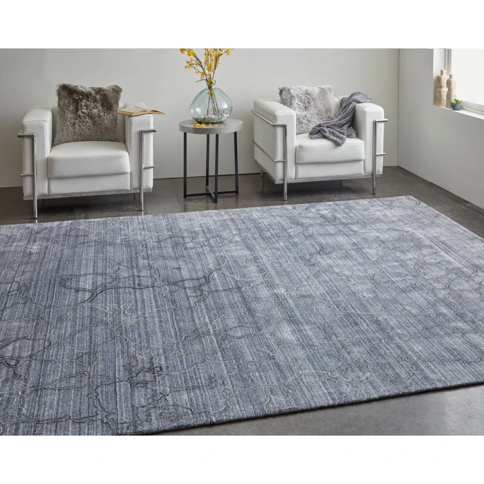 Feizy Whitton Industrial Abstract, Gray/Blue, 8' x 10' Area Rug